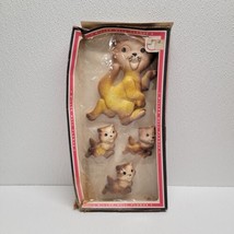 Vintage 1970 Miller Studio Chalk Ware Yellow Brown Cat Kitty Kat Family In Box! - $70.19