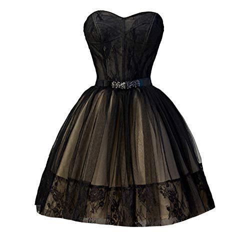 Kivary Little Black Gothic Short Ball Gown Corset Prom Homecoming Dress Champagn
