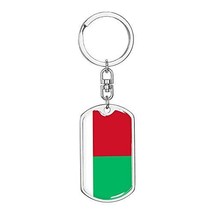 Madagascar Flag Swivel Keychain Dog Tag Stainless Steel or 18k Gold - £41.47 GBP