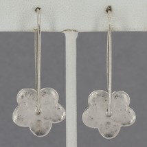 Retired Silpada Hammered Sterling Flower Drop Earrings Long locking Wire... - $39.99