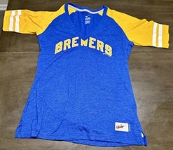 Nike Womens Milwaukee Brewers Short Sleeve V-Neck T-Shirt Royal Blue, Medium - £19.98 GBP