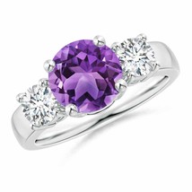 ANGARA Classic Amethyst and Diamond Three Stone Engagement Ring - £1,949.07 GBP