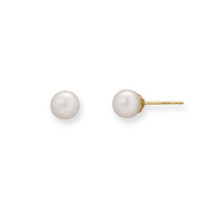 14/20 Gold Filled 4.5mm Cultured Freshwater Pearl Earring Studs - £15.22 GBP