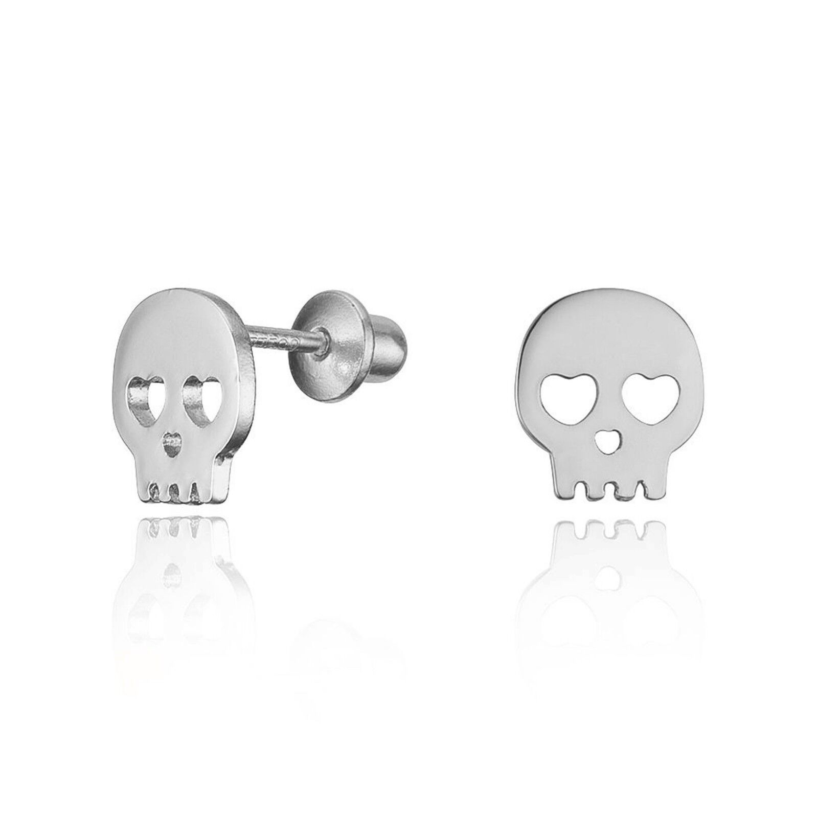 14k Gold Plated Silver Children Baby Skull Screwback Girls Earrings Moth... - £14.97 GBP