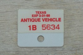 1997-98 EX MAR.TEXAS ANTIQUE VEHICLE CLASSIC CAR LICENSE PLATE RENEWAL M... - £6.73 GBP