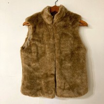 Vintage Brown Vegan Faux Fur Vest Small She&#39;s USA Boho - $19.90