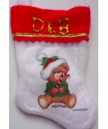 Vintage Santas Best Teddy Bear Miniature Christmas Stocking - $4.99