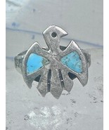 Phoenix Ring Thunderbird turquoise band size 5 figurative sterling silve... - $1,972.01 MXN