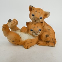 Homco Masterpiece Porcelain &quot;Curious Cougars&quot; Cubs Figurine 1993 3&quot; tall... - £4.78 GBP