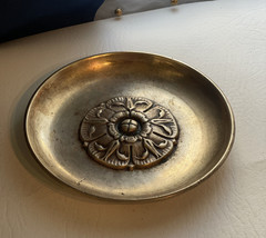LESAVOY Brass Rosette Tray Dish Art Deco French Size 4 7/8 Inch Vintage - $17.77