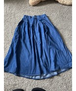 French Collection Blue Western Pleated Skirt Button Zipper Hippie Midi S... - $37.39