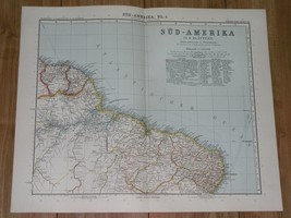 1912 Antique Map Of Brazil Amazon River Mouth Delta Suriname French Guiana - £16.84 GBP