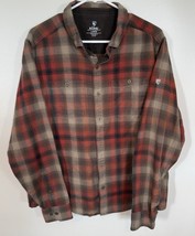 Kuhl Men&#39;s Size L Law Flannel Long Sleeve Shirt Brown Orange Cotton Tenc... - $43.56