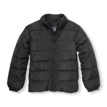 Girls Jacket Puffer Childrens Place Black Zip Lightweight Water Resistant-sz 7/8 - £21.79 GBP