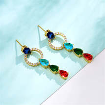 Jewel-Tone Crystal & Cubic Zirconia 18K Rose Gold-Plated Drop Earrings - £11.98 GBP