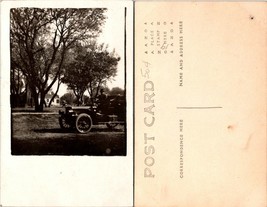 USA Unknown Location Man Driving Car Man Waving in Yard RPPC Antique Postcard - £7.39 GBP