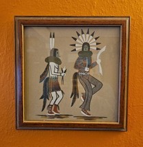 Navajo Yei Be Chai Dancers Sand Painting Framed Art  Framed 14.25 x 14.2... - £102.55 GBP
