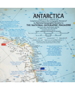 1963 Antarctica South Pole Map National Geographic Antique 24.75 x 19&quot; F13H - $40.73 CAD