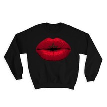 Lips Moroccan Flag : Gift Sweatshirt Morocco Expat Country For Her Woman Feminin - £23.21 GBP