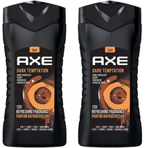 2 x Axe Dark Temptation 3 In 1 Body Face Hair Wash Men 250ml Chocolate Fragrance - £19.76 GBP