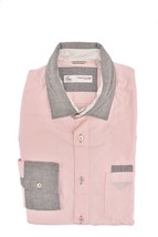 POGGIANTI Mens Shirt Chest Pocket Detail Slim Pink Size S 1958 - £36.16 GBP