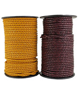 Braided  leather craft wire cord Natural &amp; Antique Brown 5 mm Round - $7.31+