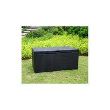 Outdoor Black Wicker Patio Furniture Storage Deck Box - $218.76