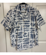 Kahala Hawaiian Button-Down Shirt All Over Print Sport Fish Men&#39;s S Whit... - $24.75