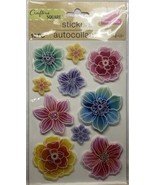 Crafter&#39;s Square Dimensional 10 PC Flowers Pop Up Stickers New - £2.50 GBP