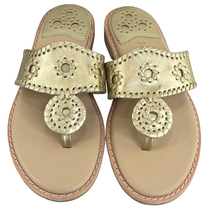 Jack Rogers Hampton Sandals Gold Size 7 Flats Toe Post Slip-On Cushioned Shoe - £63.52 GBP