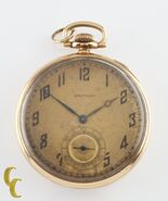 Waltham Colonial Series Open Face 14K Yellow Gold Pocket Watch 14s 19 Jewel - €1.705,77 EUR
