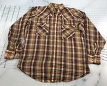 Vintage Levi Strauss Pearl Snap Shirt Mens Large Distressed Brown Plaid ... - $18.49