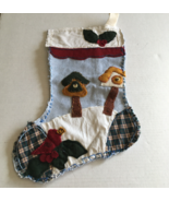 Handcrafted upcycled repurposed fabric primitive country Christmas stocking - $366.64 MXN