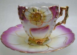 1930s Art Nouveau Dancing Deep Pink Daffoldil Porcelain Tea - £47.15 GBP