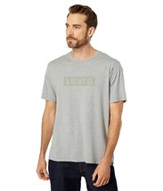 Levi&#39;s Mens Relaxed Fit Boxtab Logo Crewneck T-Shirt Medium Heather Grey-XL - £16.06 GBP