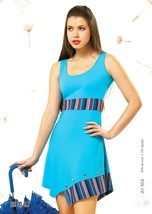 Dress Short Sundress Stretch Made In Europe Turquoise Sleeveless Beachwear S M L - £28.95 GBP