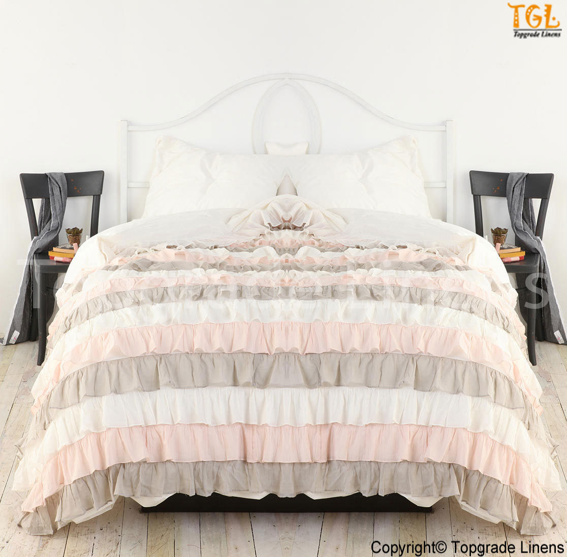 MULTI COLOR Waterfall Ruffle Duvet Cover Egyptian Cotton Choose Size & Color - $159.99