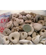 10 mix size Beach Natural Pebbles Stone Rock with holes - $3.00
