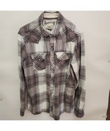 Western style men Roebuck medium size long sleeve button snaps work shir... - $21.95
