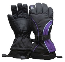 Head Junior Jr Black Purple Blue Insulated Ski Snowboard Winter Gloves M/6-10 - £11.92 GBP