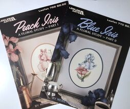 Peach Iris &amp; Blue Iris A Floral Study Part 1 &amp; 2 Leisure Arts Cross Stit... - $9.95