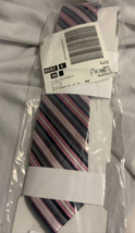New Men’s Pink Gray Black Stripped Tie - £4.86 GBP