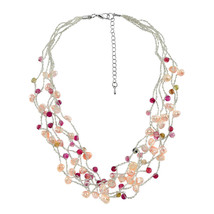 Refined Freshwater Pink Pearls and Purple Agate Multi-Strand Necklace - £18.16 GBP