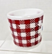 Vintage Westfield Red Gingham Grandma Coffee Cup Mug Milk Glass  3&quot; Tall - $29.21