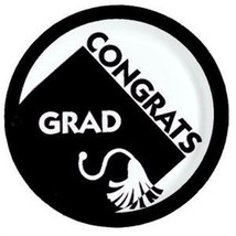 Black and White Graduation 9-Inch Paper Plates 18 per Pack Black Graduation Grad - £7.75 GBP