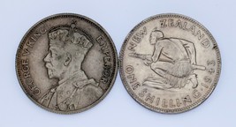 Plein De 2 Argent Nouvelle-Zélande 2 Shilling Pièces 1934 + 1943 XF - Au - $71.62
