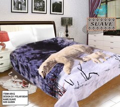 Polar Bear Gray Color Suave Plush Blanket Softy And Warm Queen Size - $64.34