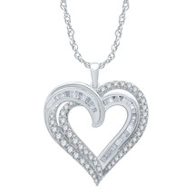 Donna 1.50ct Brillante Diamanti Finti Argento Sterling Cuore Ciondolo Collana - £197.34 GBP