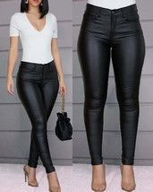 Women PU Leather Pants Black Sexy Stretch Bodycon Trousers Women High Waist Long - £9.43 GBP