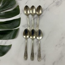 WM Roger Silver Nickel Silverware Flatware Lot of 6 Teaspoon Floral Pattern - $40.26 CAD